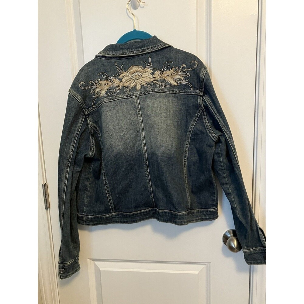 Reba Denim Jacket Womens Large Blue Embroidered Floral Cowgirl Western - Picture 4 of 4